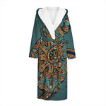 Tribal Sea Turtle Print Hooded Bathrobe