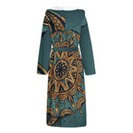 Tribal Sea Turtle Print Hooded Bathrobe