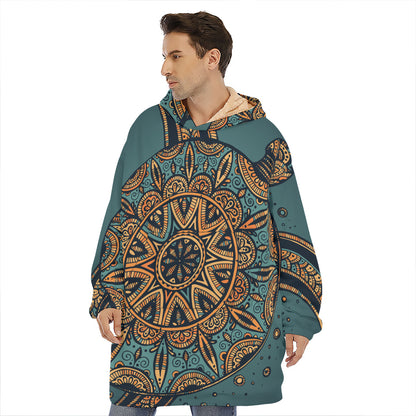 Tribal Sea Turtle Print Hoodie Blanket