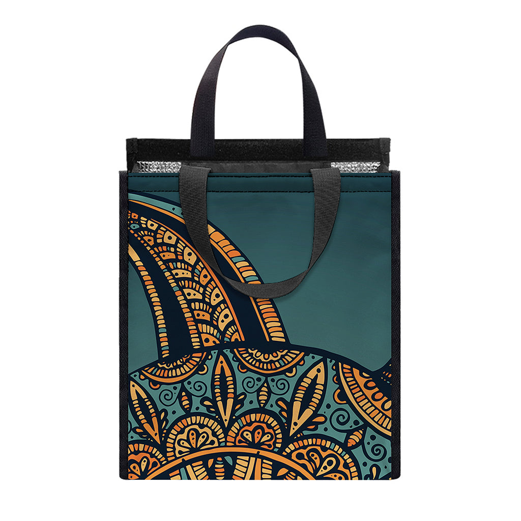 Tribal Sea Turtle Print Insulated Lunch Tote