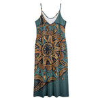 Tribal Sea Turtle Print Jersey Midi Cami Dress