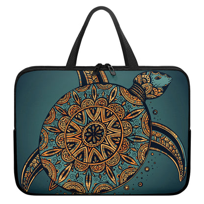 Tribal Sea Turtle Print Laptop Sleeve With Handle
