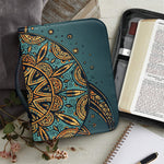 Tribal Sea Turtle Print Leather Bible Cover