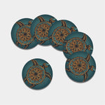 Tribal Sea Turtle Print Leather Coaster Set