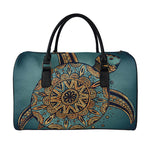 Tribal Sea Turtle Print Leather Duffle Bag