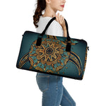 Tribal Sea Turtle Print Leather Duffle Bag