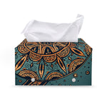 Tribal Sea Turtle Print Leather Tissue Box Cover