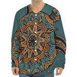 Tribal Sea Turtle Print Long Sleeve Baseball Jersey