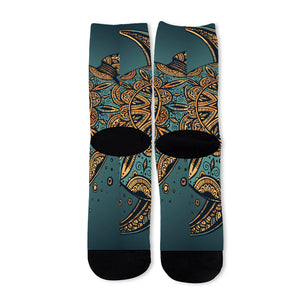 Tribal Sea Turtle Print Long Socks