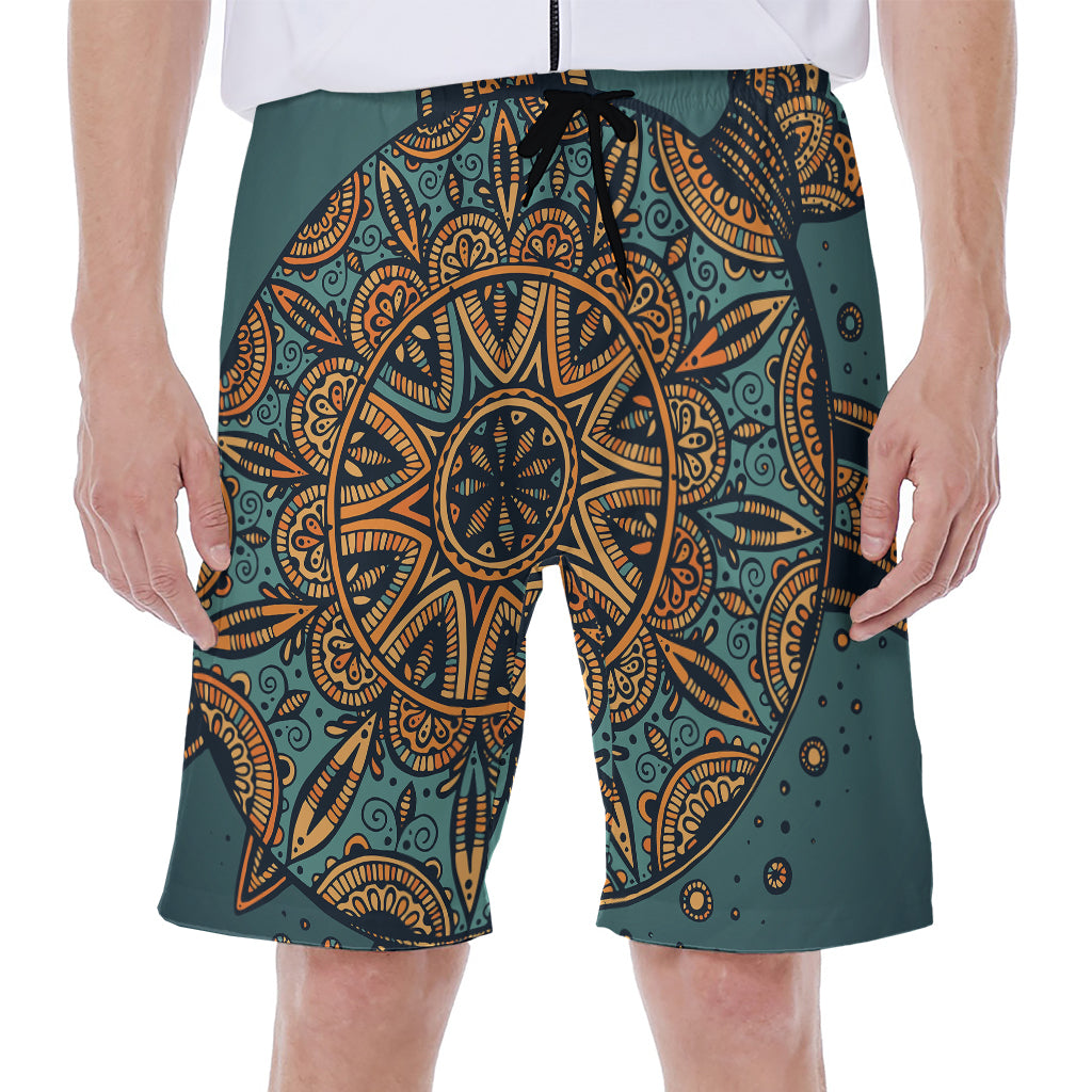 Tribal Sea Turtle Print Men's Beach Shorts