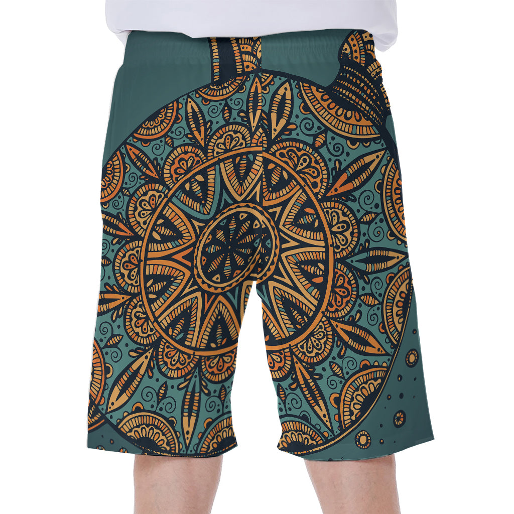 Tribal Sea Turtle Print Men's Beach Shorts