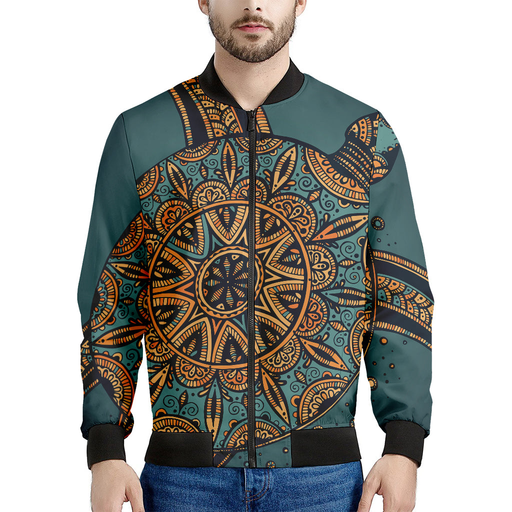Tribal Sea Turtle Print Men's Bomber Jacket