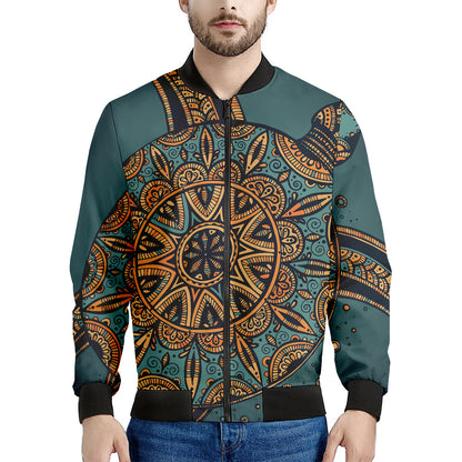 Tribal Sea Turtle Print Men's Bomber Jacket