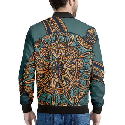 Tribal Sea Turtle Print Men's Bomber Jacket