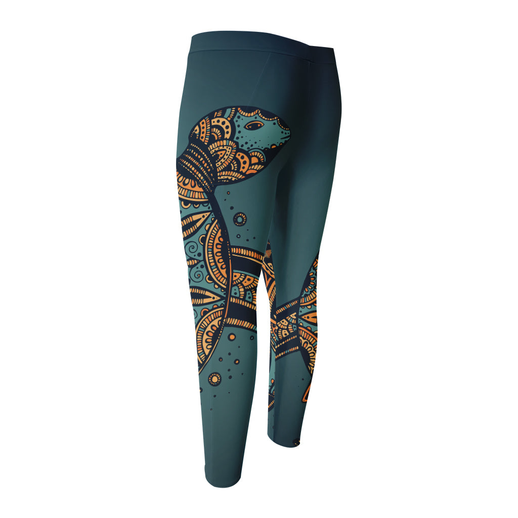 Tribal Sea Turtle Print Men's Compression Pants