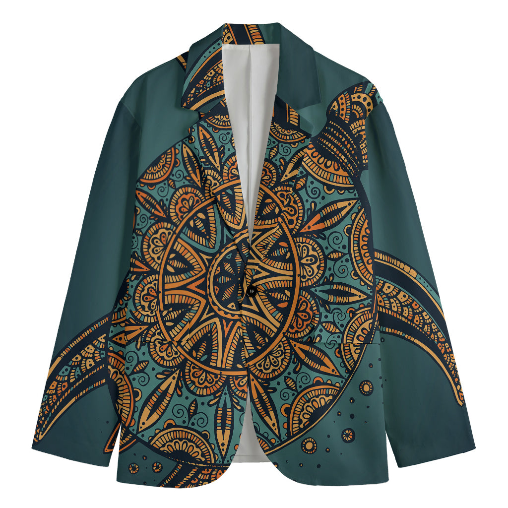 Tribal Sea Turtle Print Men's Cotton Blazer