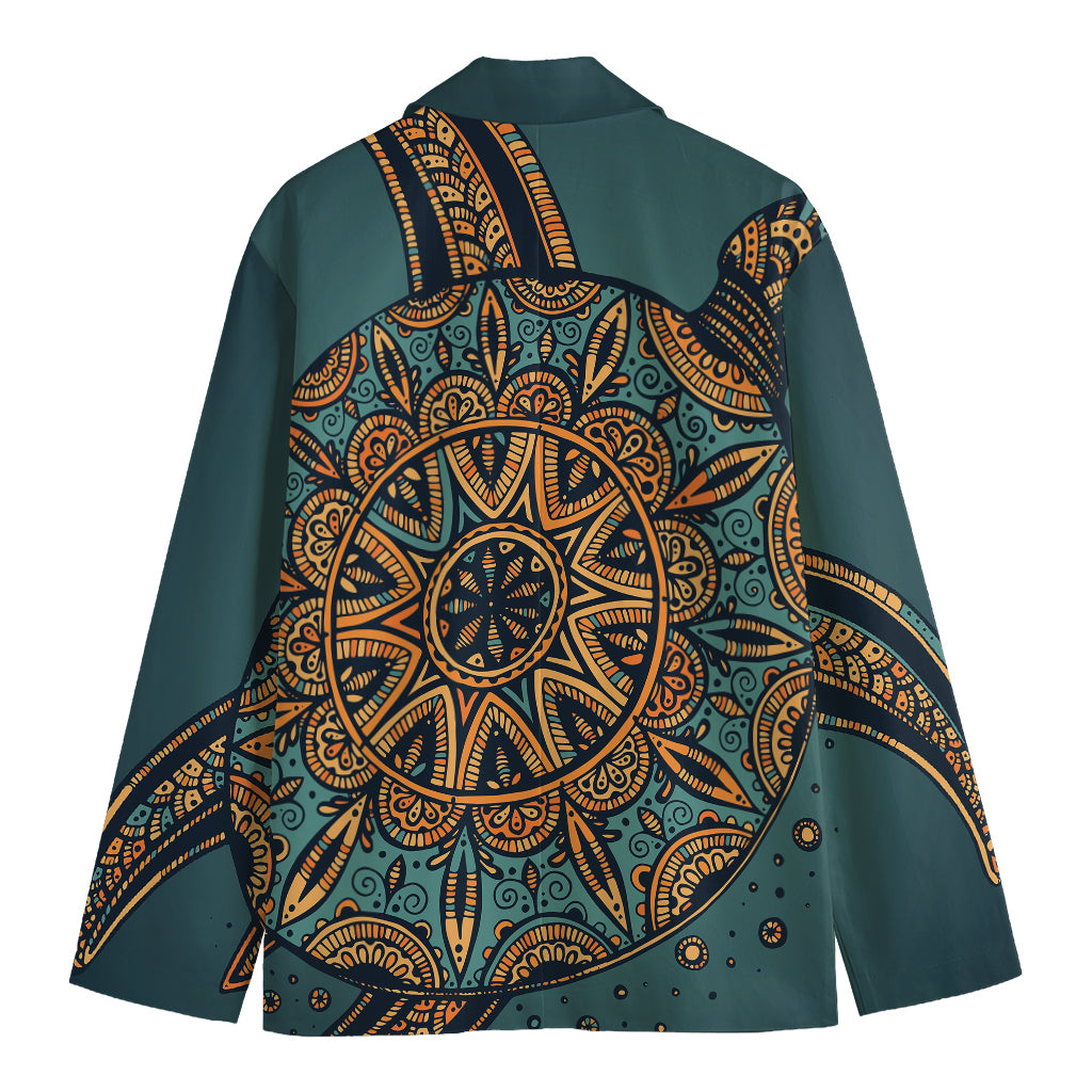 Tribal Sea Turtle Print Men's Cotton Blazer