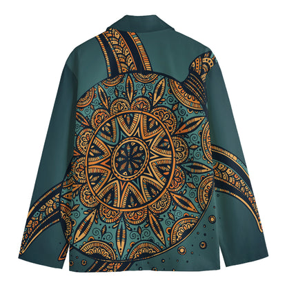 Tribal Sea Turtle Print Men's Cotton Blazer