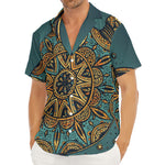 Tribal Sea Turtle Print Men's Deep V-Neck Shirt