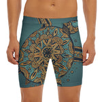 Tribal Sea Turtle Print Men's Long Boxer Briefs
