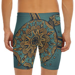 Tribal Sea Turtle Print Men's Long Boxer Briefs