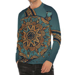 Tribal Sea Turtle Print Men's Long Sleeve Rash Guard
