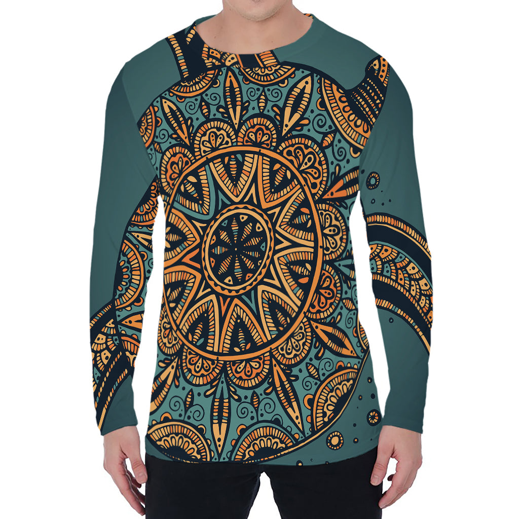 Tribal Sea Turtle Print Men's Long Sleeve T-Shirt