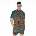 Tribal Sea Turtle Print Men's Romper