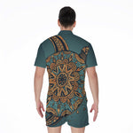 Tribal Sea Turtle Print Men's Rompers