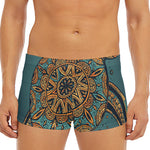Tribal Sea Turtle Print Men's Short Boxer Briefs
