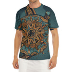 Tribal Sea Turtle Print Men's Short Sleeve Rash Guard