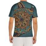 Tribal Sea Turtle Print Men's Short Sleeve Rash Guard