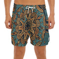 Tribal Sea Turtle Print Men's Split Running Shorts