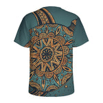 Tribal Sea Turtle Print Men's Sports T-Shirt