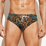 Tribal Sea Turtle Print Men's Swim Briefs