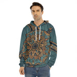 Tribal Sea Turtle Print Men's Velvet Pullover Hoodie