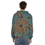 Tribal Sea Turtle Print Men's Velvet Pullover Hoodie