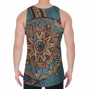 Tribal Sea Turtle Print Men's Velvet Tank Top