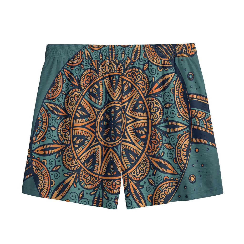 Tribal Sea Turtle Print Mesh Shorts