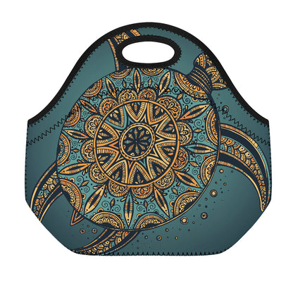 Tribal Sea Turtle Print Neoprene Lunch Bag