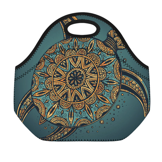 Tribal Sea Turtle Print Neoprene Lunch Bag