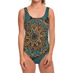 Tribal Sea Turtle Print One Piece Swimsuit