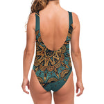 Tribal Sea Turtle Print One Piece Swimsuit