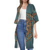 Tribal Sea Turtle Print Open Front Beach Cover Up