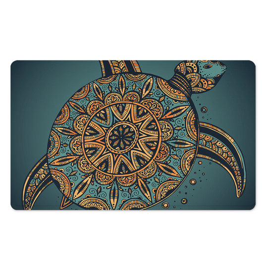 Tribal Sea Turtle Print Polyester Doormat