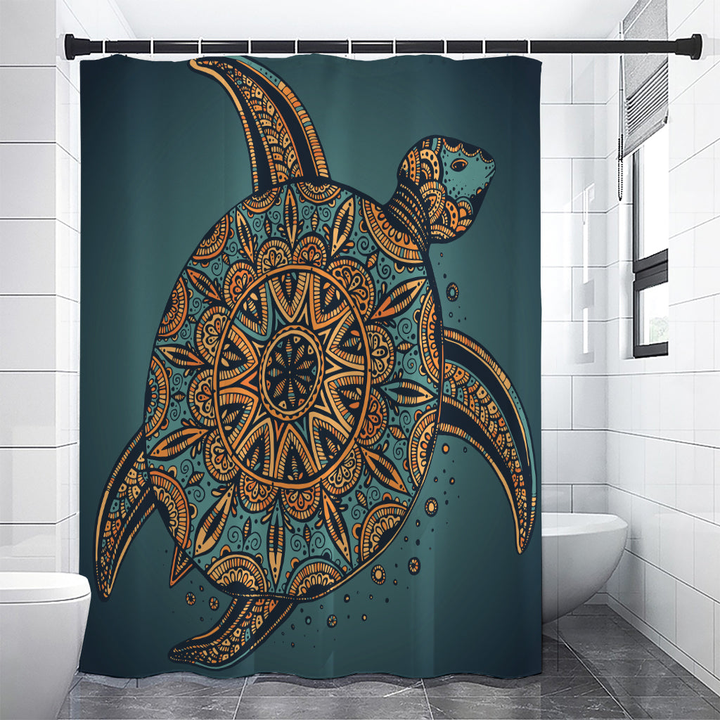 Tribal Sea Turtle Print Premium Shower Curtain