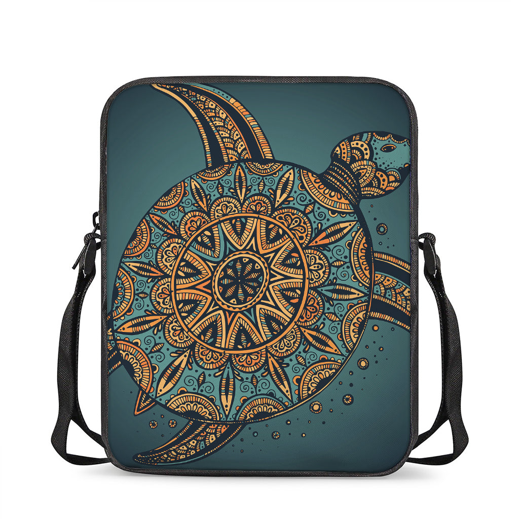 Tribal Sea Turtle Print Rectangular Crossbody Bag