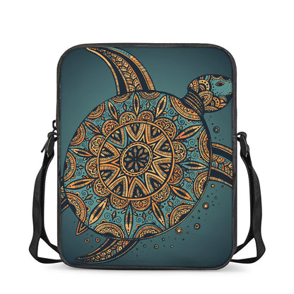 Tribal Sea Turtle Print Rectangular Crossbody Bag