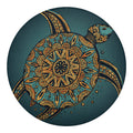 Tribal Sea Turtle Print Round Blanket