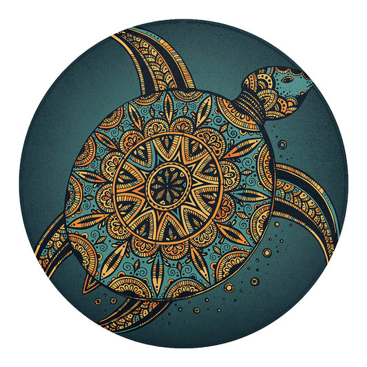 Tribal Sea Turtle Print Round Blanket